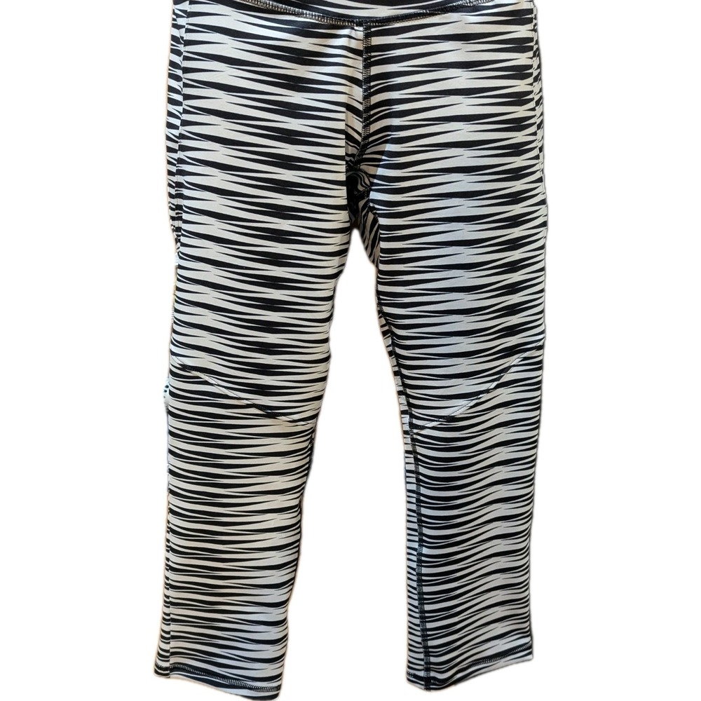 Satva Black & White Zebra Print Workout Compression Leggings Geometric Size L - Picture 2 of 10